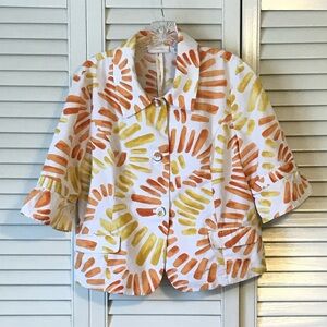 Chico's Orange and Yellow Brushstroke Jacket